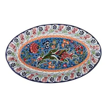 Iznik Themed Oval Serving Plate 30X18X4 Cm