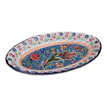 Çini Temalı Oval Kayık Tabak 30X18X4 Cm  - Standart - 2