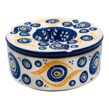 Nazar Embossed Medium Cylinder Ashtray with Lid - 4
