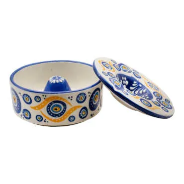 Nazar Embossed Medium Cylinder Ashtray with Lid - 5