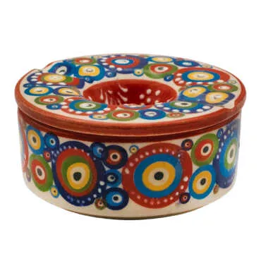 Nazar Embossed Small Lidded Cylinder Ashtray
