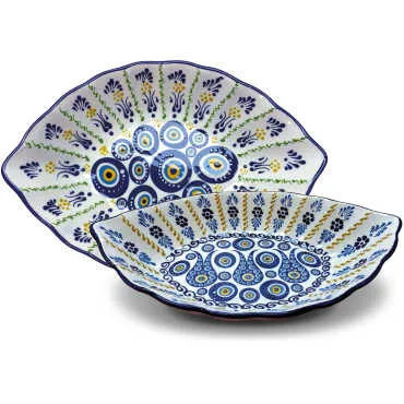 Evil Eye Boat-Shaped Plate 28x20 cm
