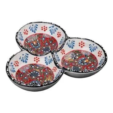 Özel Kabartma  Üçlü Yuvarlak Çerezlik Orta 18 Cm - 4
