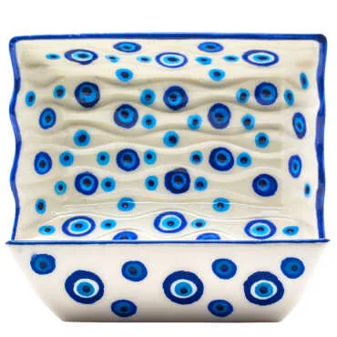 Nazar Themed Embossed Evil Eye Wavy Snack Bowl 105x150x40 mm
