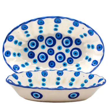 Nazar Themed Embossed Nazar Boat Shaped Snack Bowl 108X160X34 mm