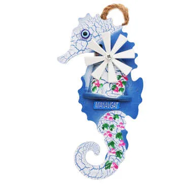 Manavgat Themed Nautical Seahorse and Windmill Wall Decor - Standart - 3