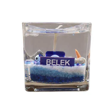 Belek Themed Medium Square Glass Candle Gel Wax
