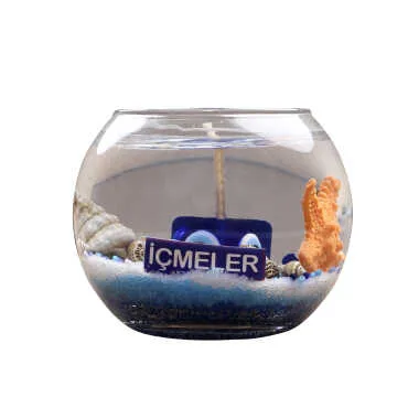 İçmeler Temalı Orta Boy Yuvarlak Cam Bardak Jel Mum - Standart - 2