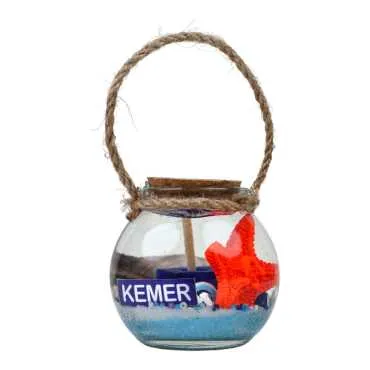 Kemer Temalı Mantar Kapaklı Cam Bardak Küçük Boy Jel Mum 6*6 Cm