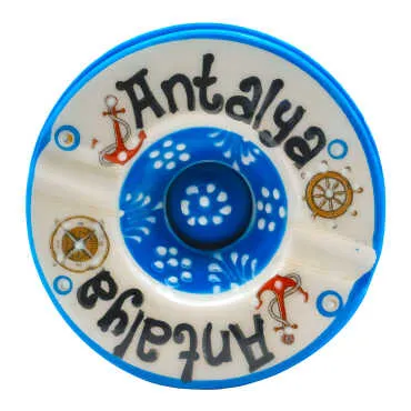 Antalya Temalı Yöresel Seramik Kapaklı Küçük Küllük 110 Mm - Standart - 4