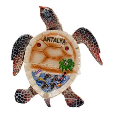 Antalya Temalı Sedefli Taşlı Polyester Büyük Kaplumbağa Küllük 13.5*12 Cm