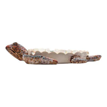 Antalya Themed Mother of Pearl Stone Studded Large Polyester Turtle Ashtray 13.5x12 cm - Standart - 3