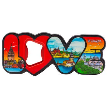 İstanbul Themed UV Love Bottle Opener Refrigerator Magnet