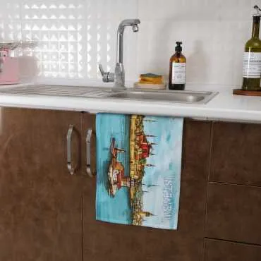 İstanbul Temalı Myros Baskı El Havlusu 600x400 mm