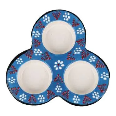 Wholesale Ceramic Triple Candle Holder Daisy Themed - 2