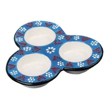 Wholesale Ceramic Triple Candle Holder Daisy Themed - 6