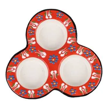 Wholesale Ceramic Triple Candle Holder Daisy Themed - 3