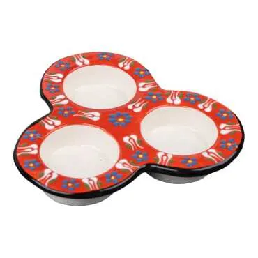 Wholesale Ceramic Triple Candle Holder Daisy Themed - 7