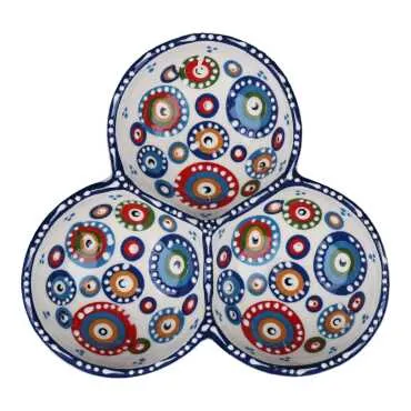Özel Kabartma  Üçlü Yuvarlak Çerezlik Orta 18 Cm - 3