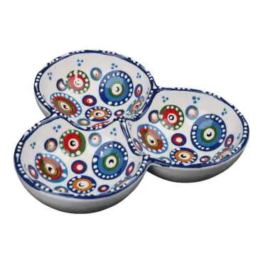 Özel Kabartma  Üçlü Yuvarlak Çerezlik Orta 18 Cm - 6