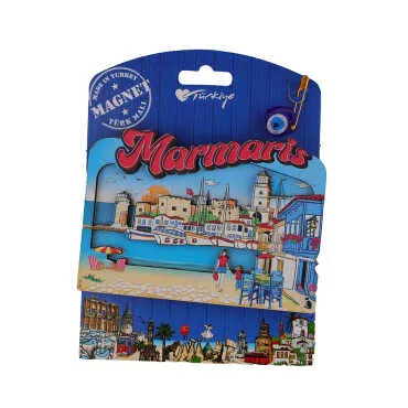 Toptan Marmaris Temalı Myros Kartonetli̇ Uv Ahşap Magnet - 10