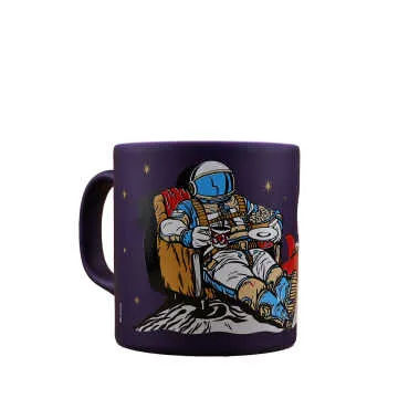 Astronaut Themed Ceramic Custom Printed Mug - (Lacivert A)