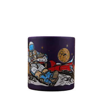 Astronaut Themed Ceramic Custom Printed Mug - (Lacivert A) - 8