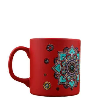 Wholesale Tile Themed Ceramic Colorful Mug - (Kırmızı A)