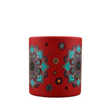 Wholesale Tile Themed Ceramic Colorful Mug - (Kırmızı A) - 6