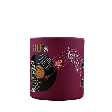 Wholesale Cassette Vinyl Themed Colorful Ceramic Mug - (Mor A) - 2