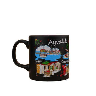 Ayvalik Region Themed Customised Serigraphy Printed Ceramic Mug 82x90 mm