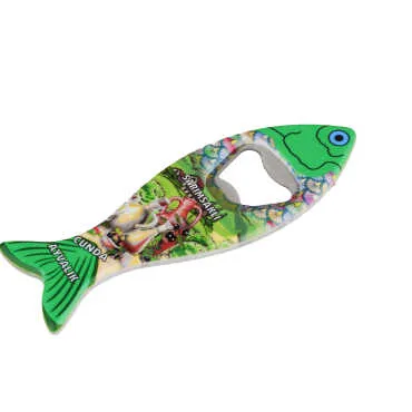 Ayvalik Themed Customised UV Printed Fish Shape Printed Plastic Base Bottle Opener 42x130 mm - 8