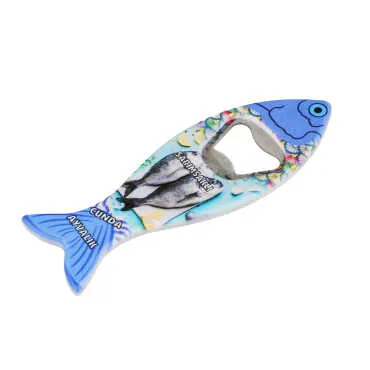 Ayvalik Themed Customised UV Printed Fish Shape Printed Plastic Base Bottle Opener 42x130 mm - 9