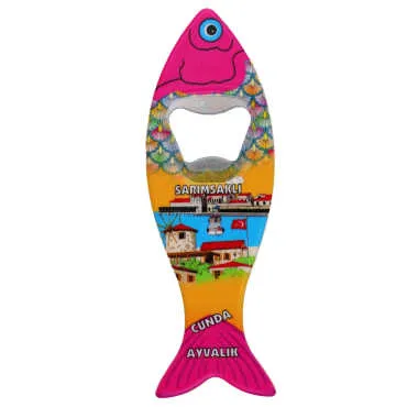 Ayvalik Themed Customised UV Printed Fish Shape Printed Plastic Base Bottle Opener 42x130 mm - 6
