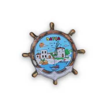 Wholesale Datça Themed Myros UV Rudder Shaped Refrigerator Magnet 82*82 mm - 4