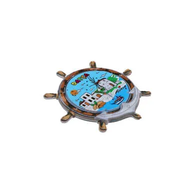 Wholesale Datça Themed Myros UV Rudder Shaped Refrigerator Magnet 82*82 mm - 9