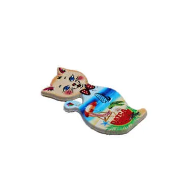 Wholesale Datça Themed Myros UV Cat Shaped Refrigerator Magnet 43*87 mm - 5
