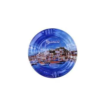 Toptan Marmaris Temalı Myros Yuvarlak Cam Küllük - 6
