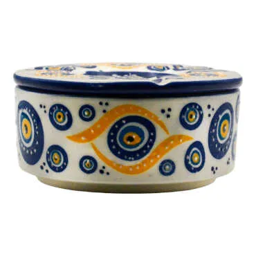 Nazar Embossed Medium Cylinder Ashtray with Lid - 2