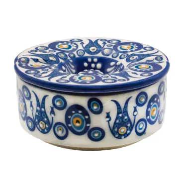 Nazar Embossed Small Lidded Cylinder Ashtray - 3