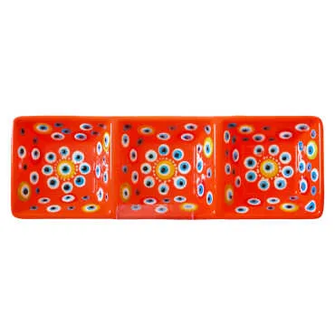 Kabartma Nazar Üçlü Kare Çerezlik 85 X 255 X 40 Mm