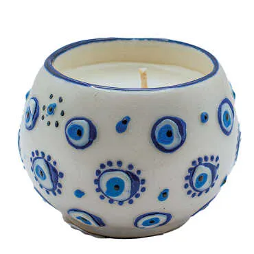 Nazar Themed Lace Candle 80X80X64 mm