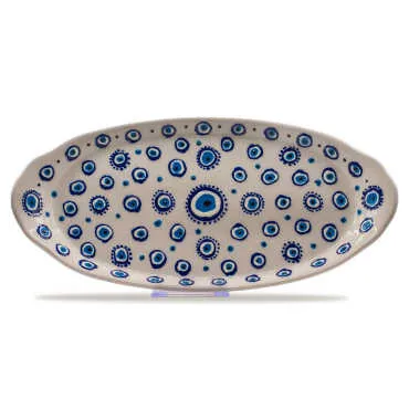 Nazar Temalı Kabartma Nazar Oval Tepsi 165X345X40 Mm - 2