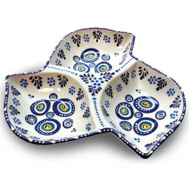 Özel Kabartma Nazar Üçlü Yaprak Çerezlik Büyük 22 Cm - 4
