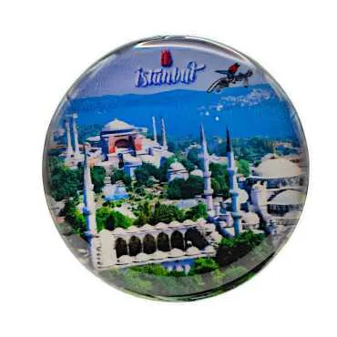 İstanbul Themed Round Myros Refrigerator Magnet 35 mm