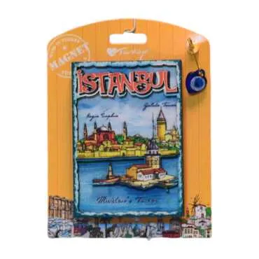 Toptan İstanbul Temalı Uv Baskılı Kartonetli Ahşap Magnet - 11