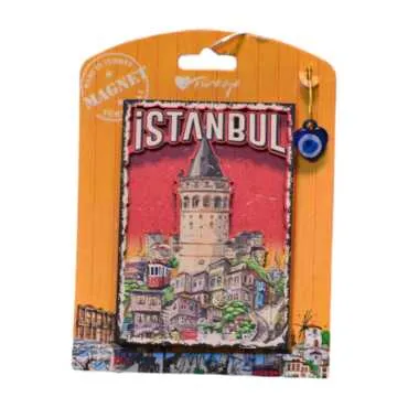 Toptan İstanbul Temalı Uv Baskılı Kartonetli Ahşap Magnet - 10