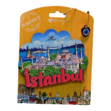 Toptan İstanbul Temalı Uv Baskılı Kartonetli Ahşap Magnet - 2