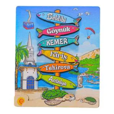 Toptan Antalya Bölgesi Temalı 3D Resimli Ahşap Magnet - 2