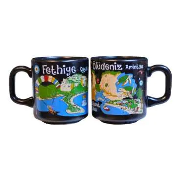 Fethiye Region Themed Traditional Ceramic Cappuccino Mug - 2
